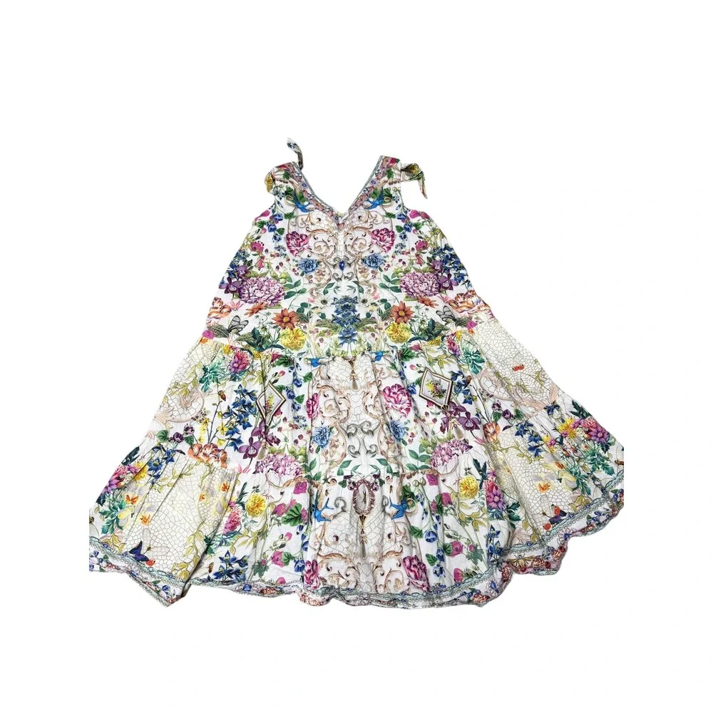 Milla by Camilla Girls Queensbee Tiered Cotton Dress Size 4 Floral Crystal